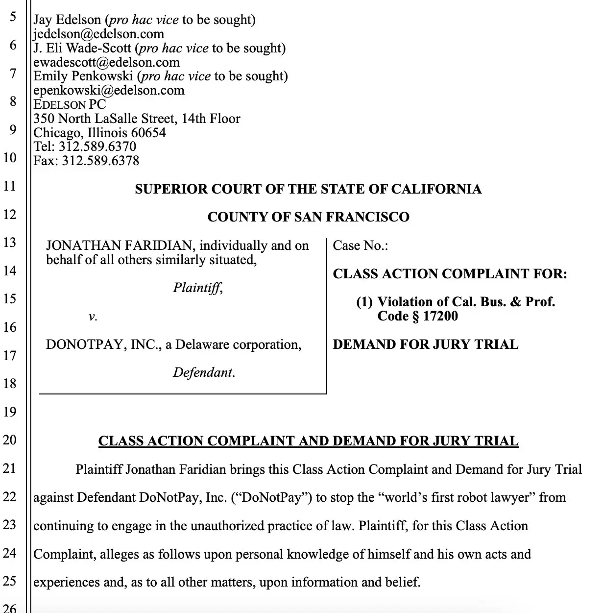 The robot lawyer is being sued for not having a 'law degree'.