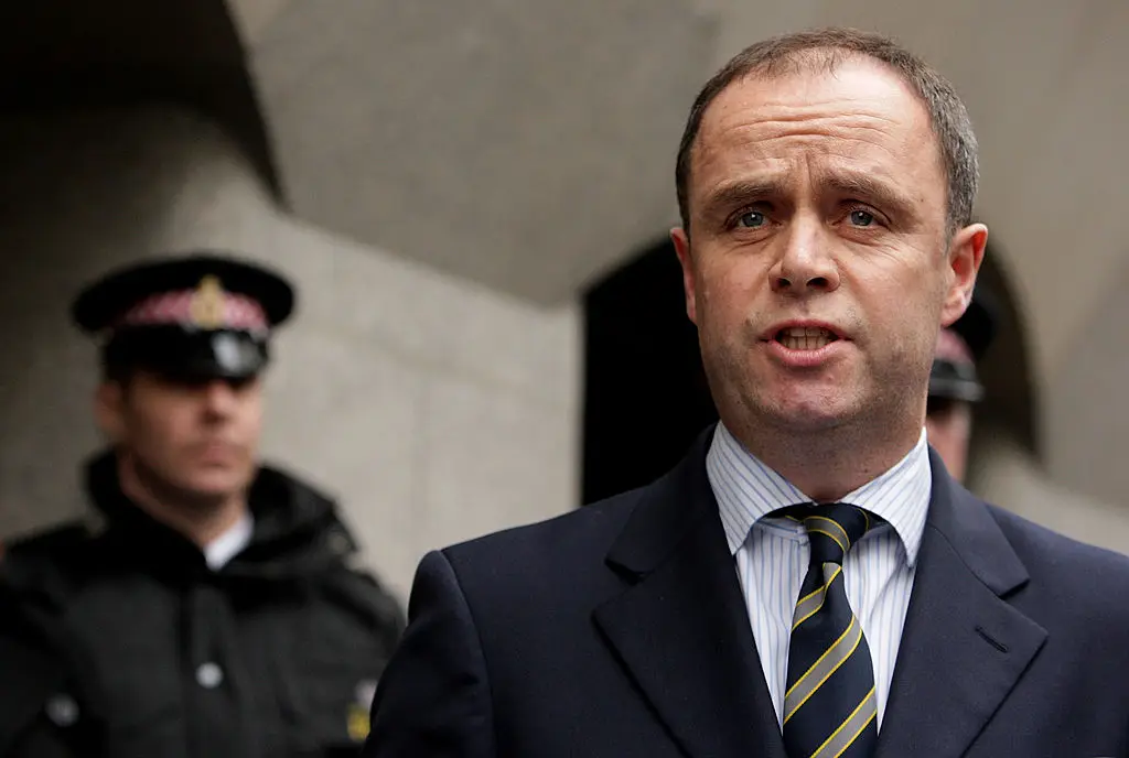 Assistant Metropolitan Police Commissioner John Yates reads a statement to the media apologising to Colin Stagg, who spent one year on remand in prison following his arrest for murdering Rachel Nickell in 1992 (Photo by Oli Scarff/Getty Images)