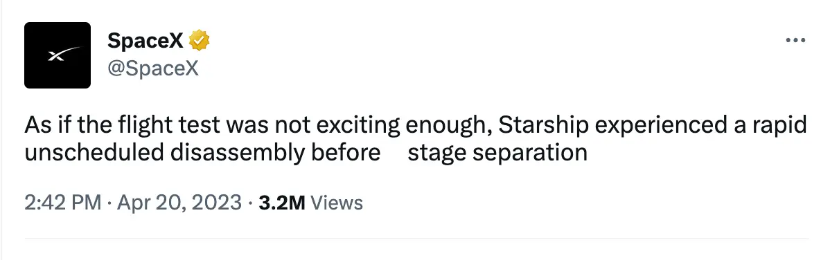 SpaceX described the situation as a ' rapid unscheduled disassembly'.