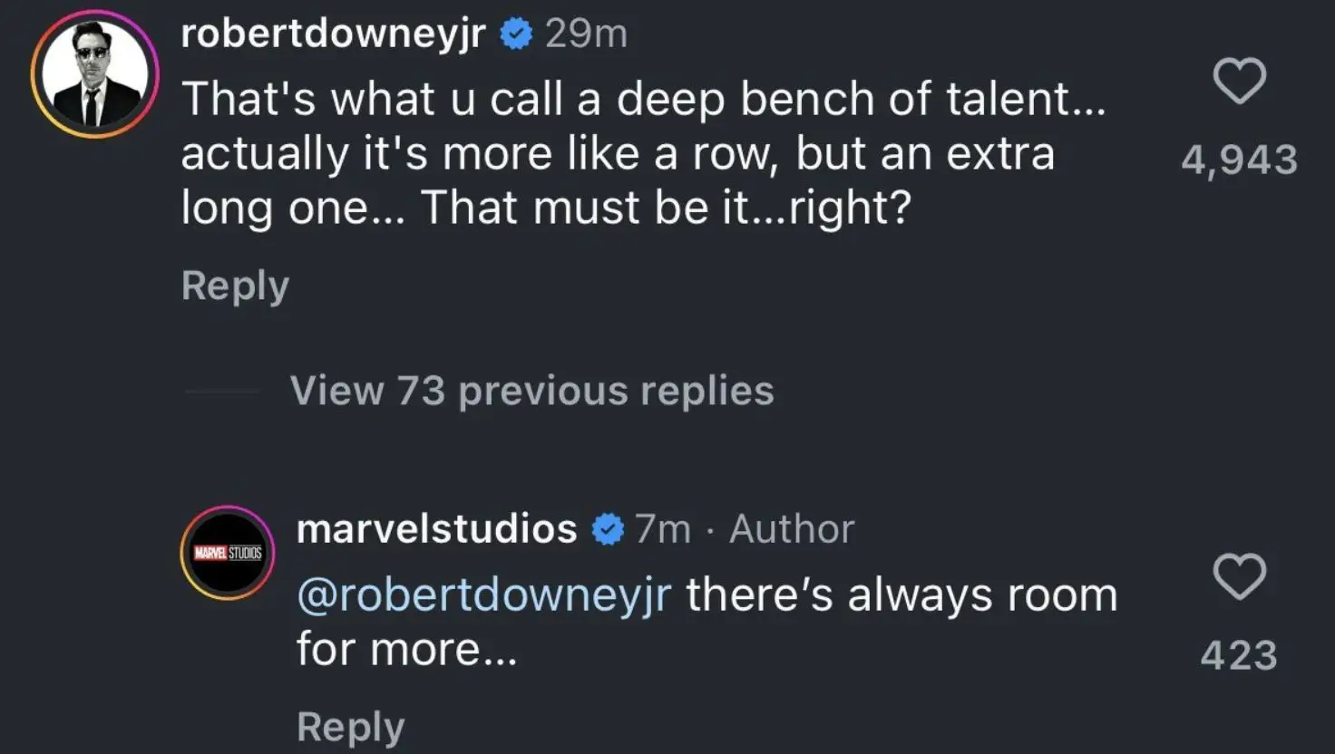 RDJ and Marvel have teased more names are coming (Instagram)