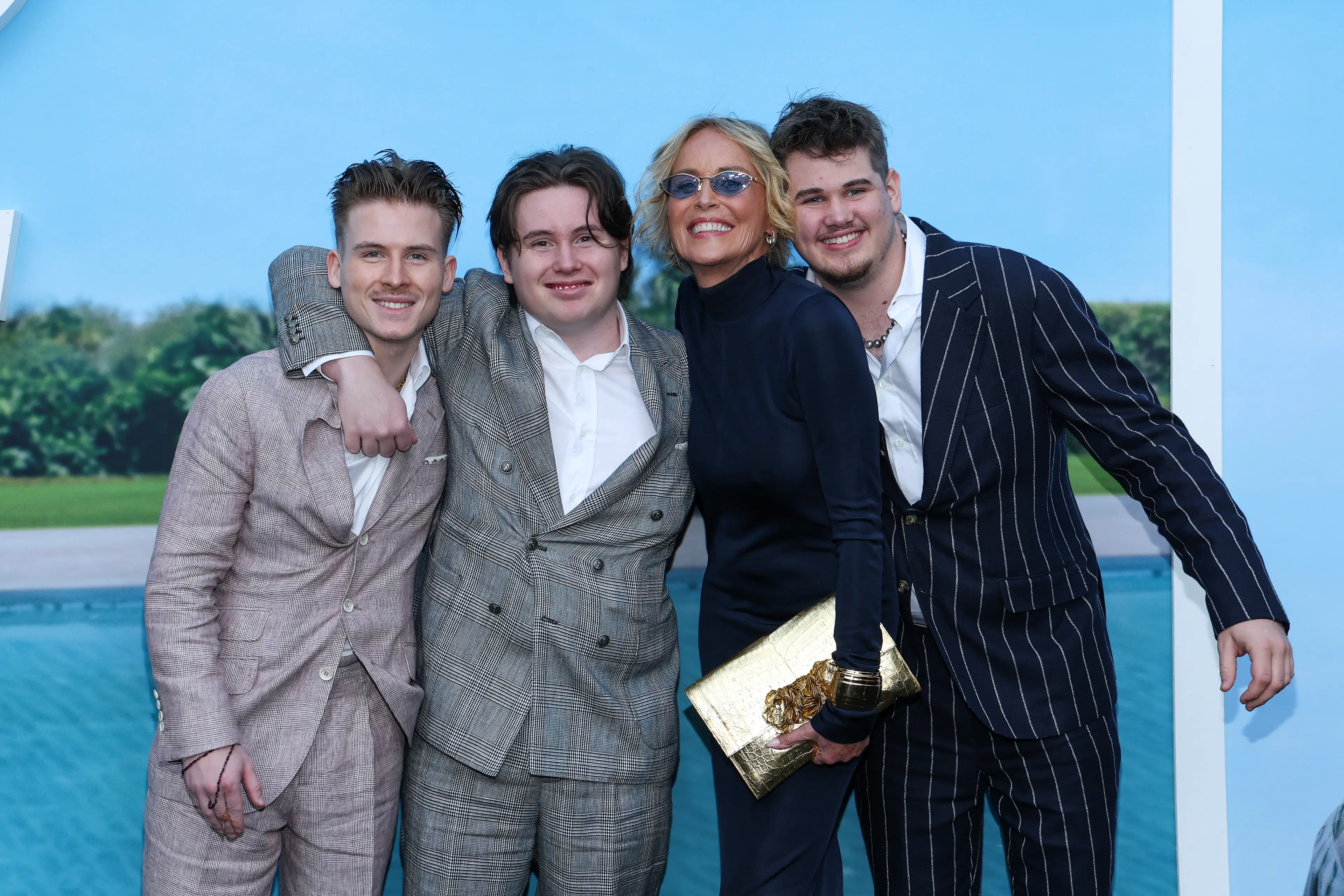 Sharon Stone and her sons (L-R) Roan Stone, Quinn Stone and Laird Stone (Valerie Macon / Getty Images)