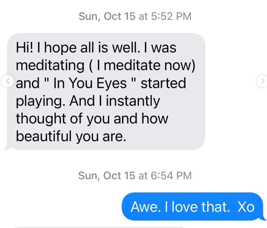 Ione Skye took to Instagram to share her final exchange with Perry.