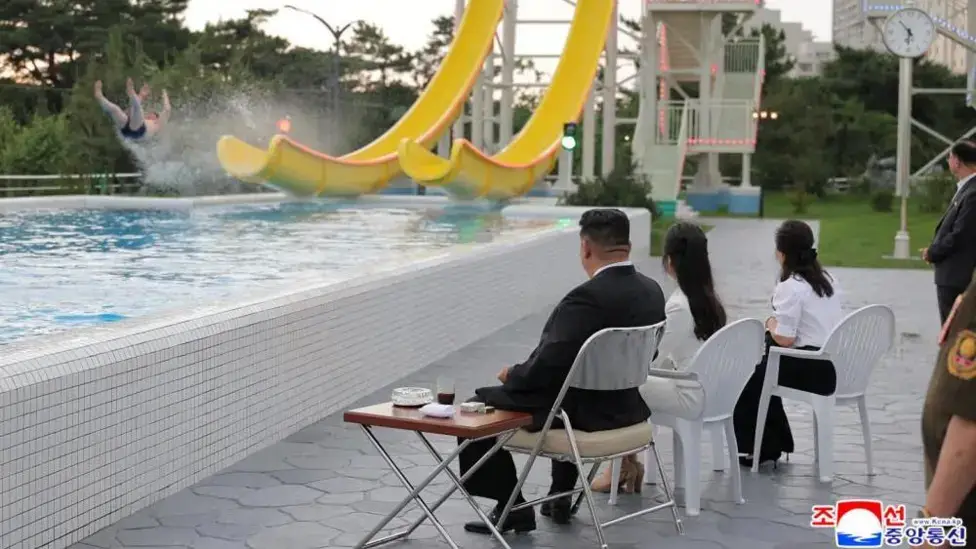 A water park in Wonsan Kalma, visited by Kim Jong Un, his daughter Kim Ju Ae and his wife Ri Sol Ju (KCNA)
