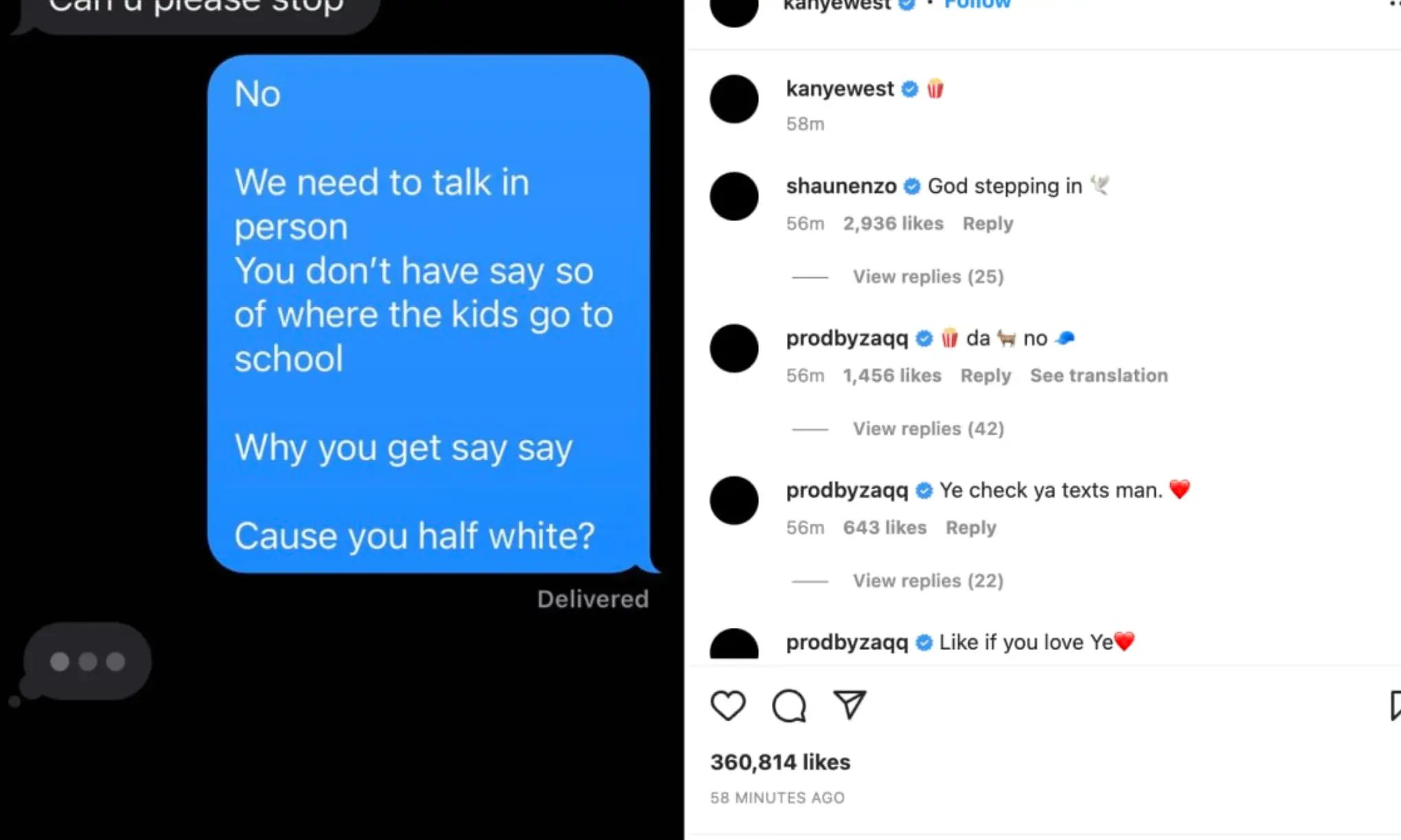 Ye made the claims in a series of now-deleted Instagram posts.