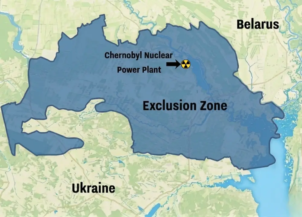 A map of the Chernobyl exclusion zone (UNILAD)