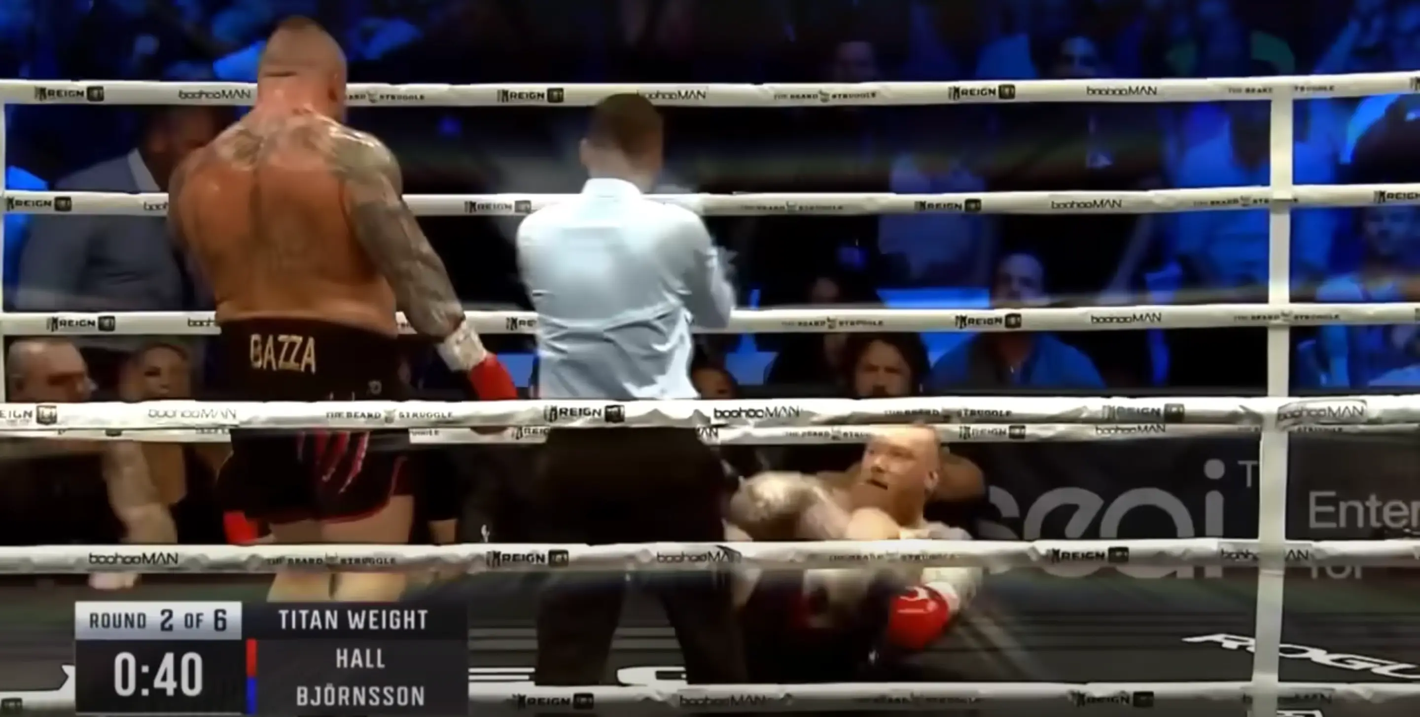 Eddie Hall managed to knock down Hafþór Björnsson. (YouTube / Serge FR)