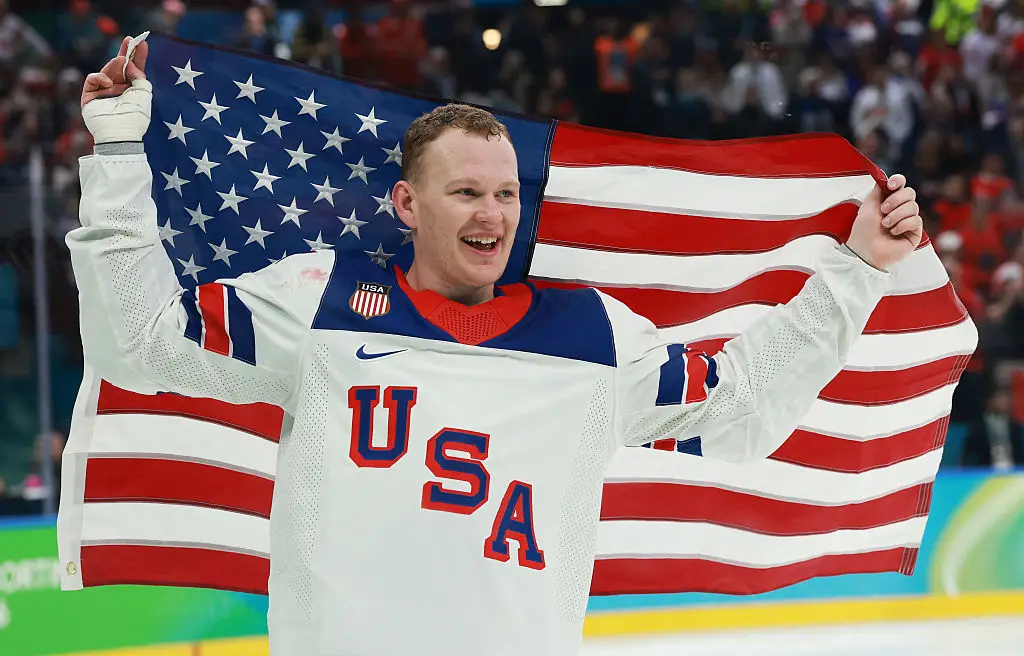 Brady Tkachuk insisted that he'd never say those things (Elsa/Getty Images)