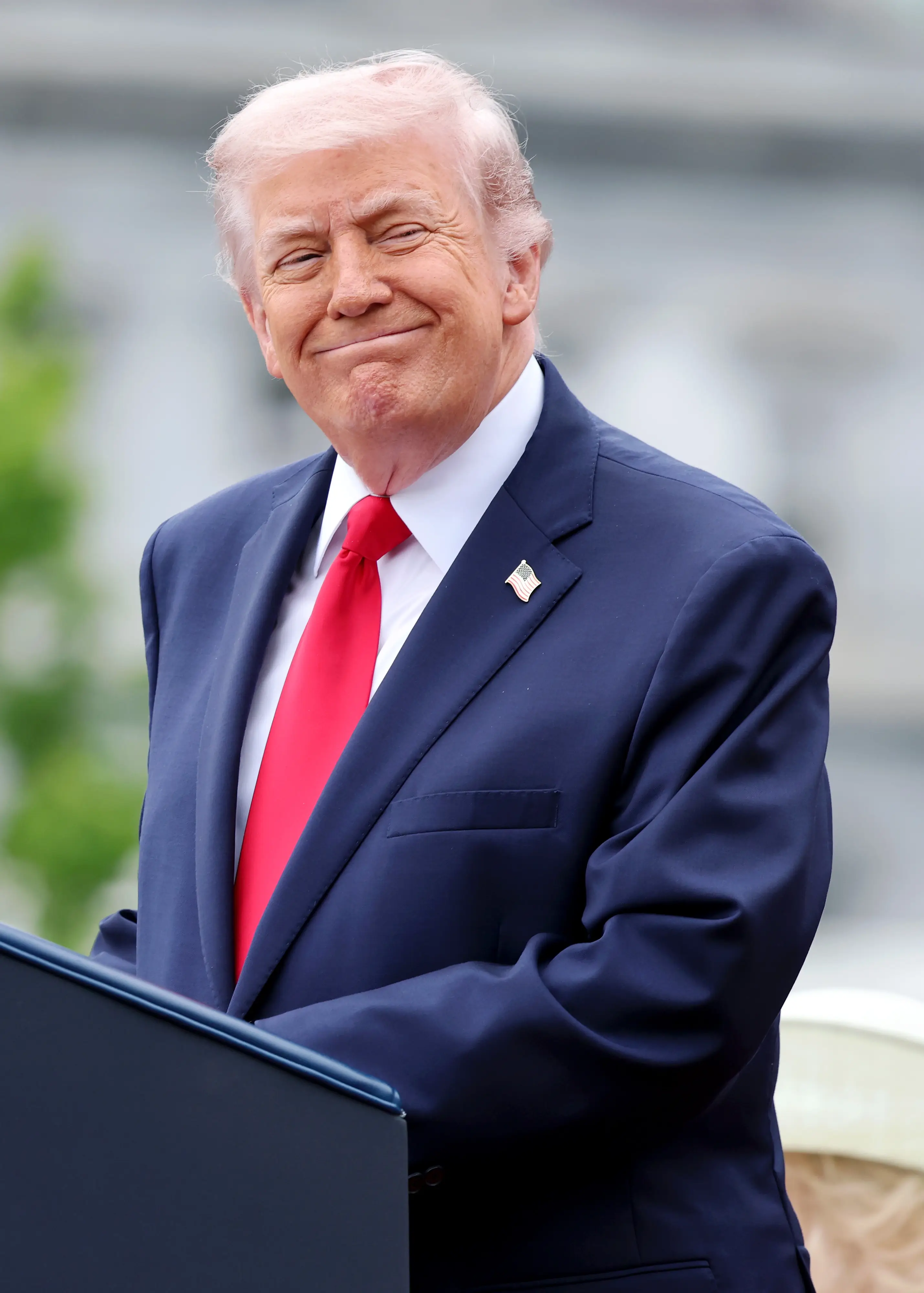 The President briefly interrupted his speech to comment on the length of his marriage (Chris Jackson/Getty Images)