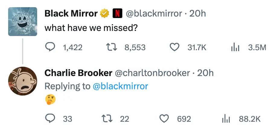 Black Mirror teased its return on Twitter.