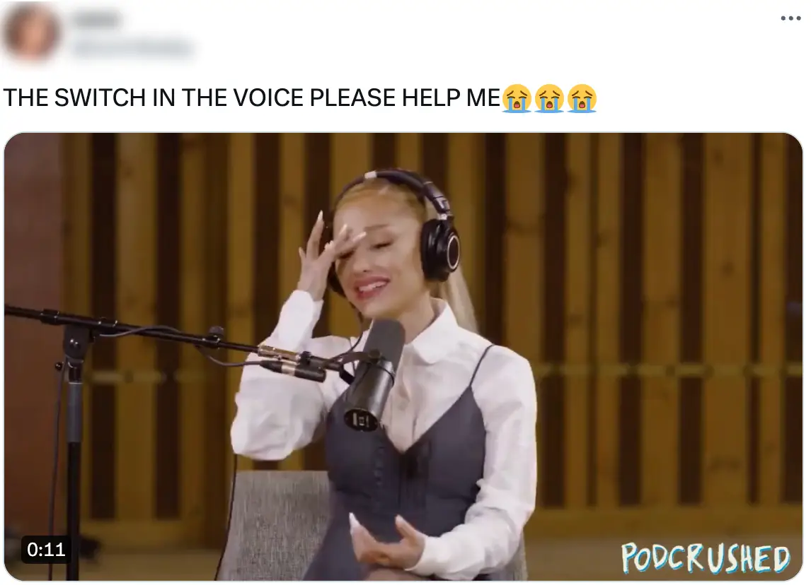 Viewers were entirely baffled by the 'voice change'. (X/Podcrushed/YouTube)