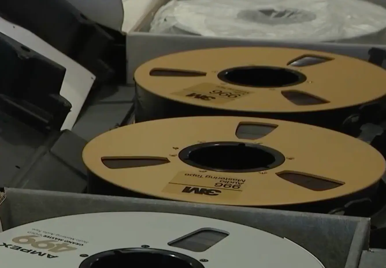 The storage unit was filled with tapes.