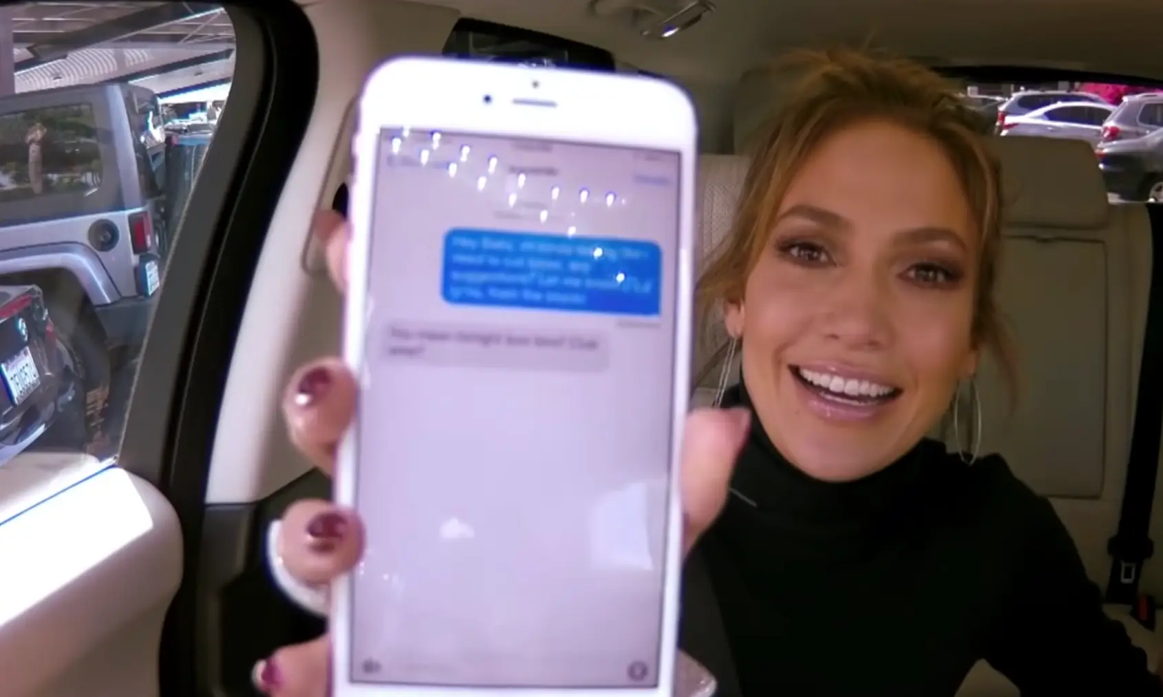 Jennifer Lopez revealed the text message during Carpool Karaoke (CBS)