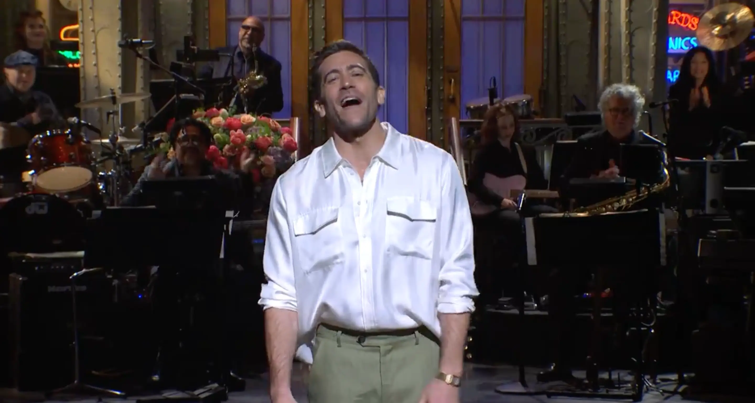Jake Gyllenhaal in the opening to Saturday Night Live. (NBC)