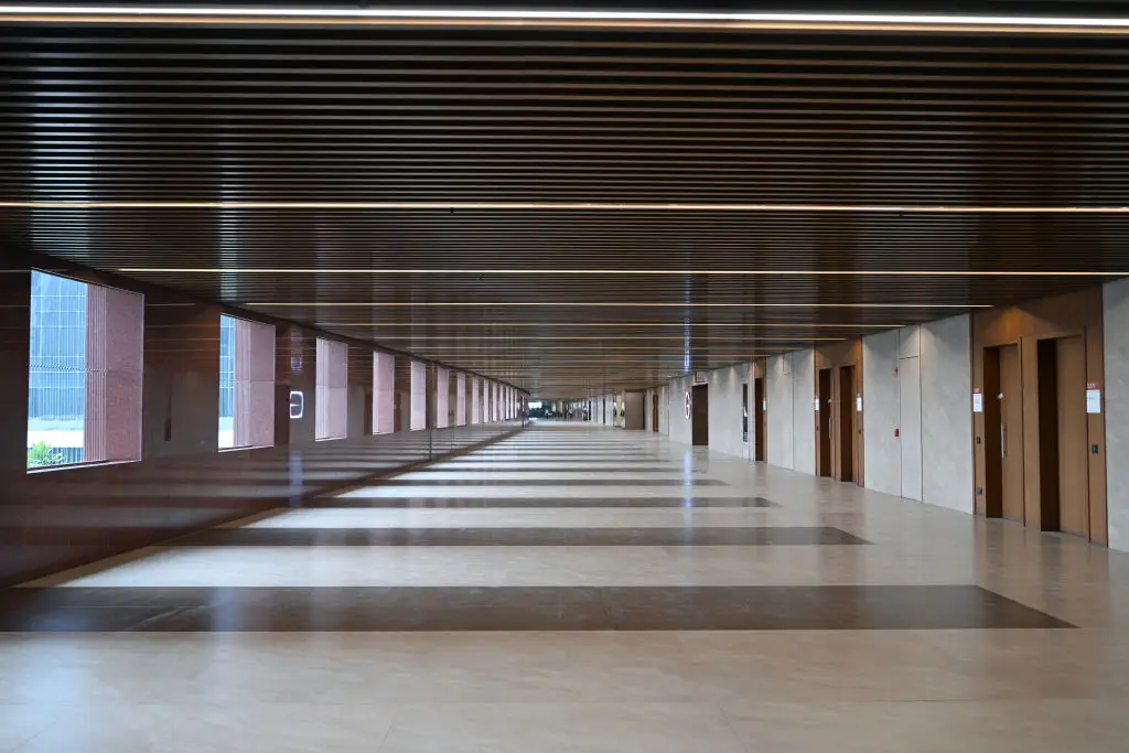 The building is designed so that any office can be reached from any entrance within seven minutes (Prakash Singh/Bloomberg via Getty Images)