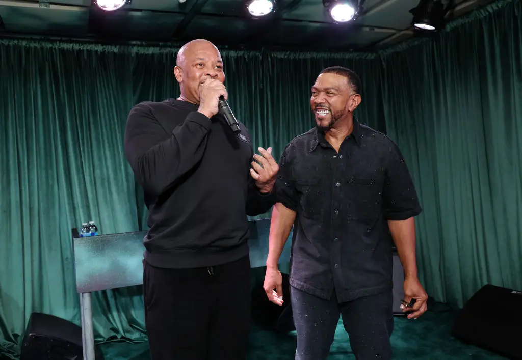 Timbaland and Dr Dre are both fans of using AI to create music. (Photo by Kevin Mazur/Getty Images for Jimmy Iovine)