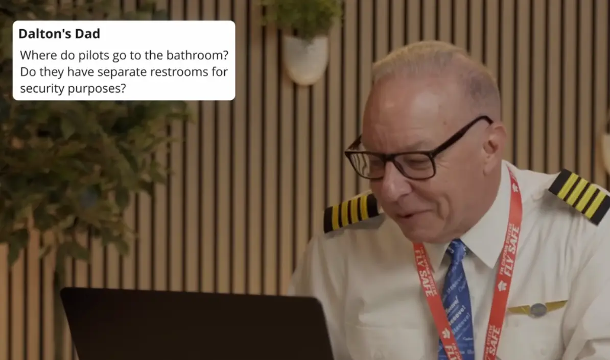 Captain Steeeve explained cabin crew help facilitate the loo breaks (YouTube/ Captain Steeeve)
