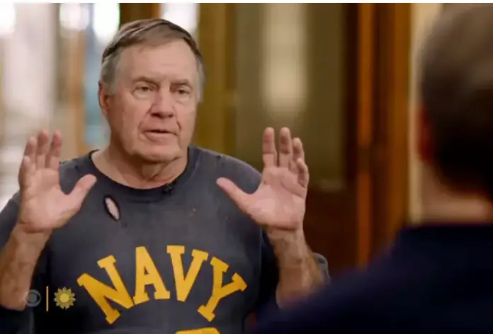 Bill Belichick insisted he wanted to keep the interview focussed, rather than talk about his relationship with Jordon Hudson (CBS)