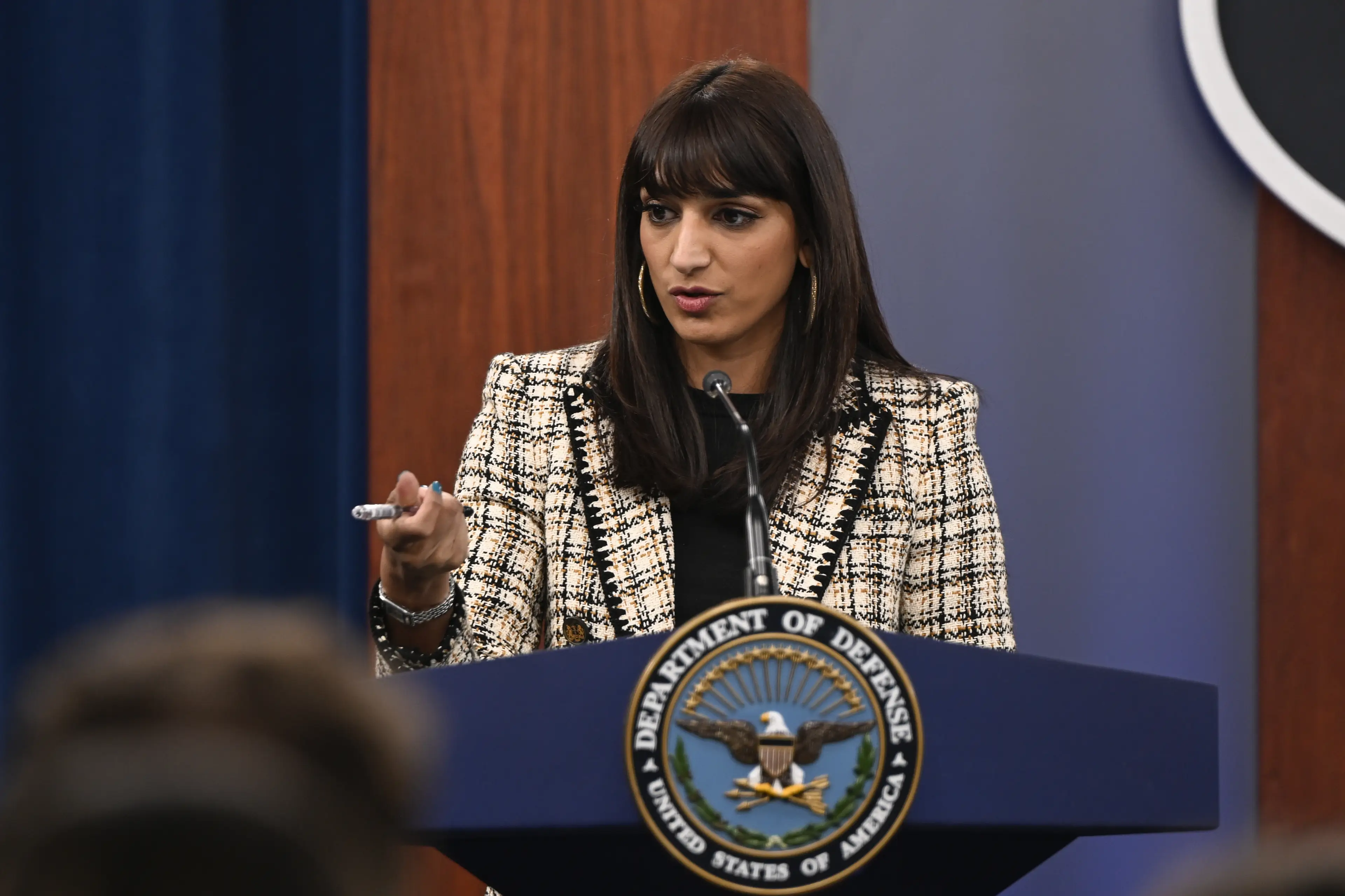 Sabrina Singh said there's no evidence that the drones are from a a foreign entity (Celal Gunes/Anadolu via Getty Images)