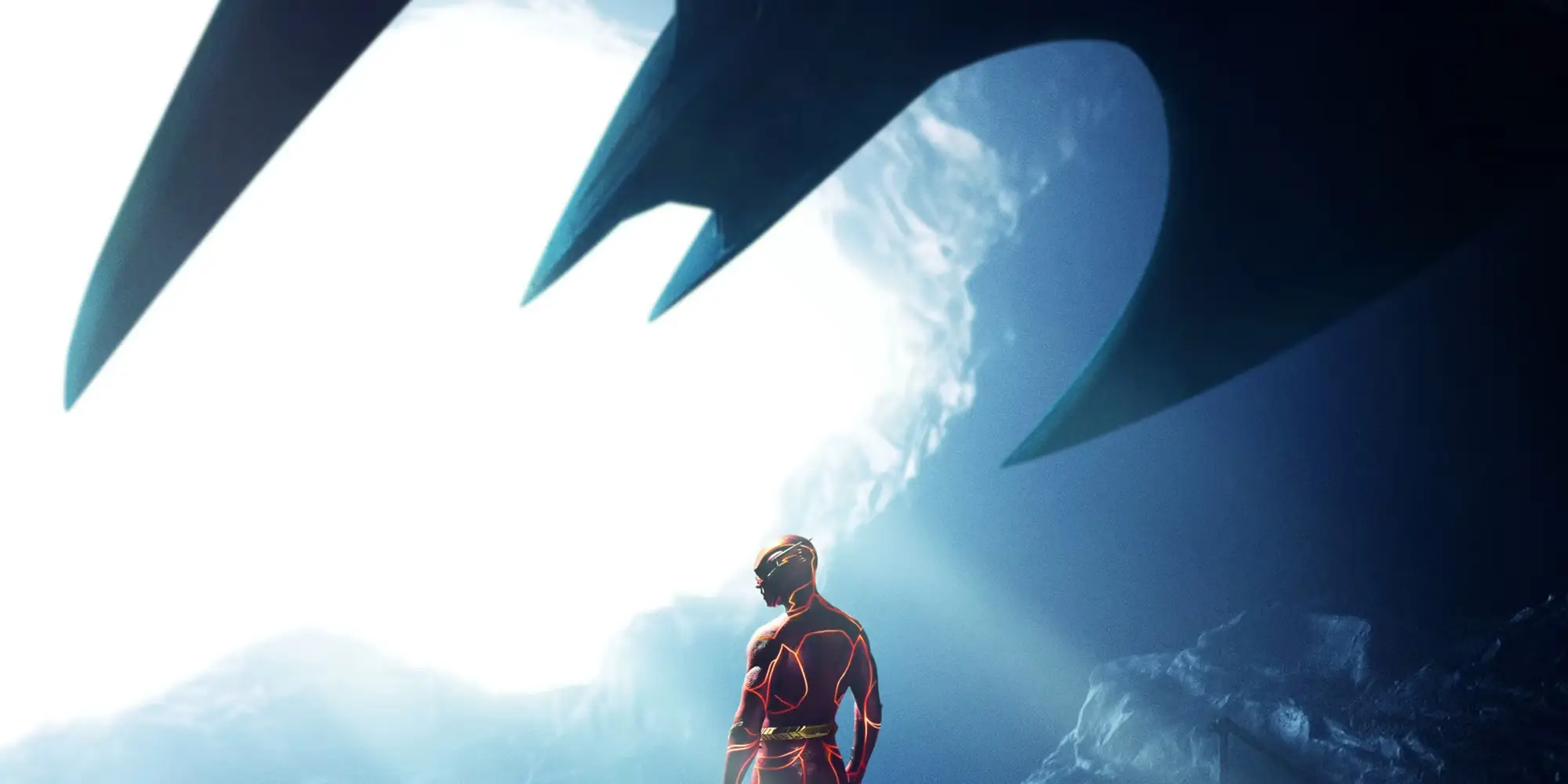 The poster for the movie teases the clash of two superhero worlds.