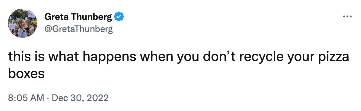 Thunberg has taught Tate why it's important to recycle.