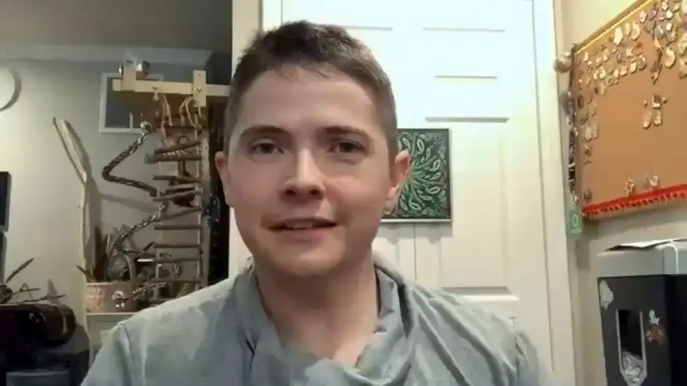 Experienced 1st Officer Brock Stone previously spoke of the possibility of trans people being unable to serve their country (YouTube/ABC News)