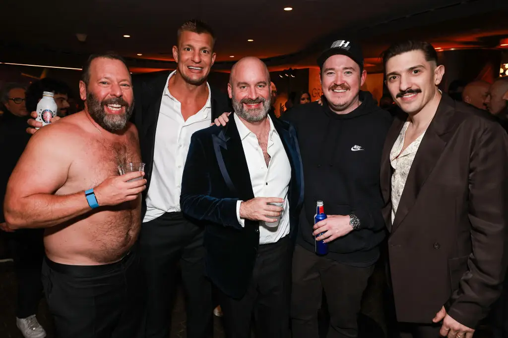 Bert Kreischer, Rob Gronkowski, Tom Segura, Shane Gillis and Andrew Schulz at the after party of 'The Greatest Roast Of All Time: Tom Brady', in May (Matt Winkelmeyer/Getty Images for Netflix)