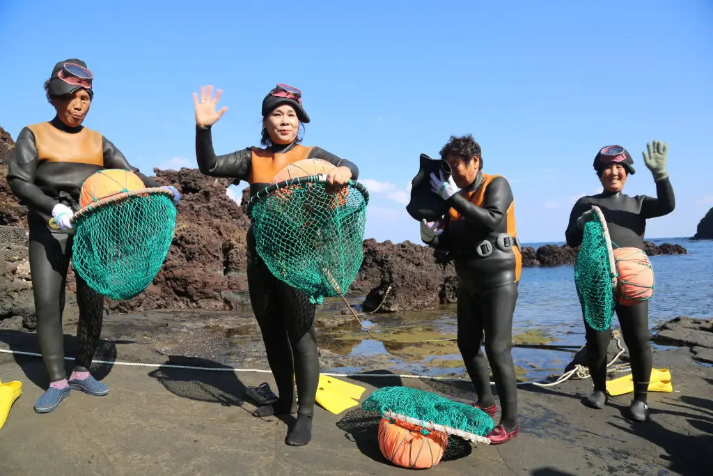 The haenyeo, women from Jeju Island have been practicing their trade for centuries. (Photo by Serhat Akkan/Anadolu via Getty Images)