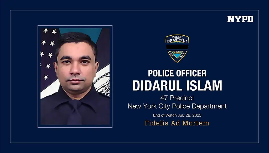 Officer Didarul Islam has been named as the NYPD cop who was killed (NYPD News X Account / Handout/Anadolu via Getty Images)