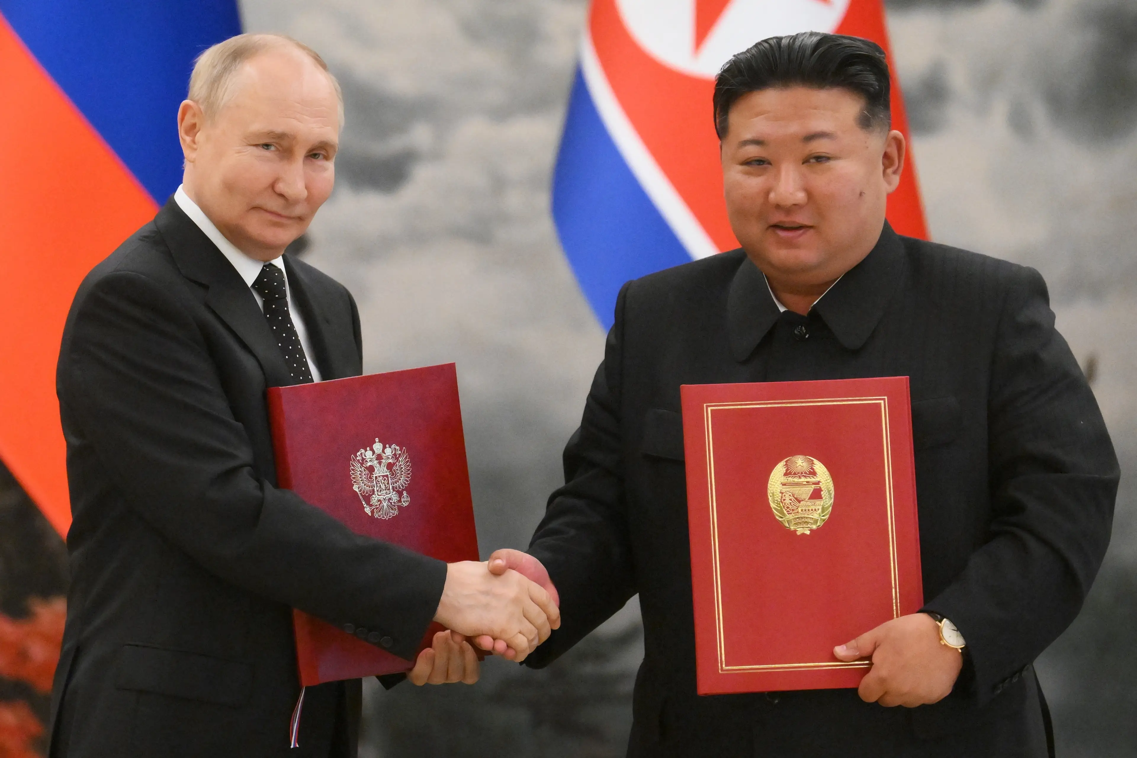 Kim Jong Un has already strengthened ties with Russia's Vladimir Putin (KRISTINA KORMILITSYNA/POOL/AFP via Getty Images)