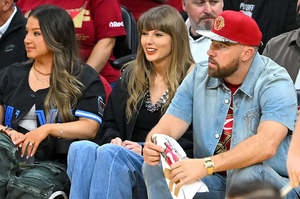 Taylor Swift previously attended a game between the New York Knicks and the Cleveland Cavaliers with Travis Kelce (Photo by Jason Miller/Getty Images)