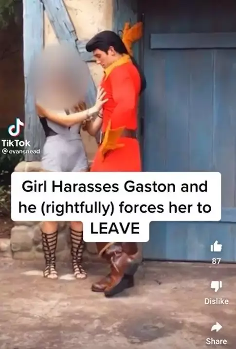 The guest placed her hands on the performer's chest. (TikTok/@evansnead/Reddit)