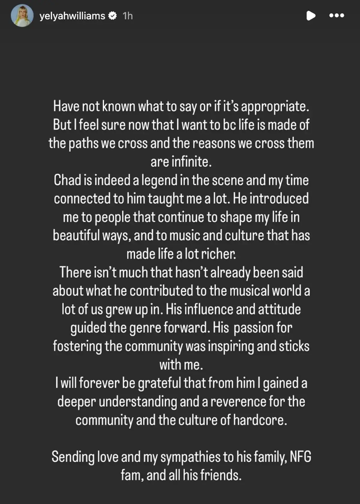 Hayley Williams paid tribute to her former husband after he lost his fight with an aggressive form of cancer (instagram/yelyahwilliams)