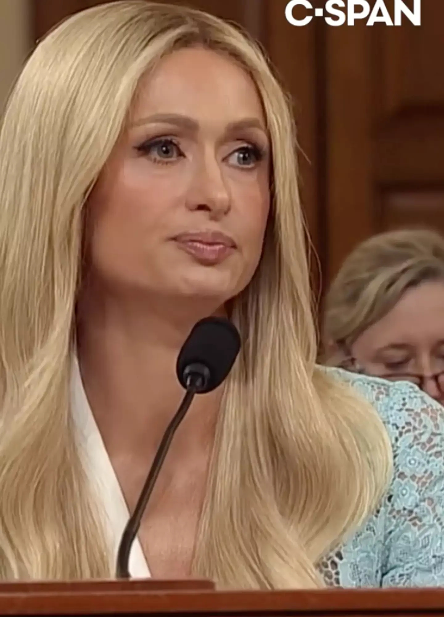 Paris Hilton was advocating for child welfare. (TikTok/@cspanofficial)