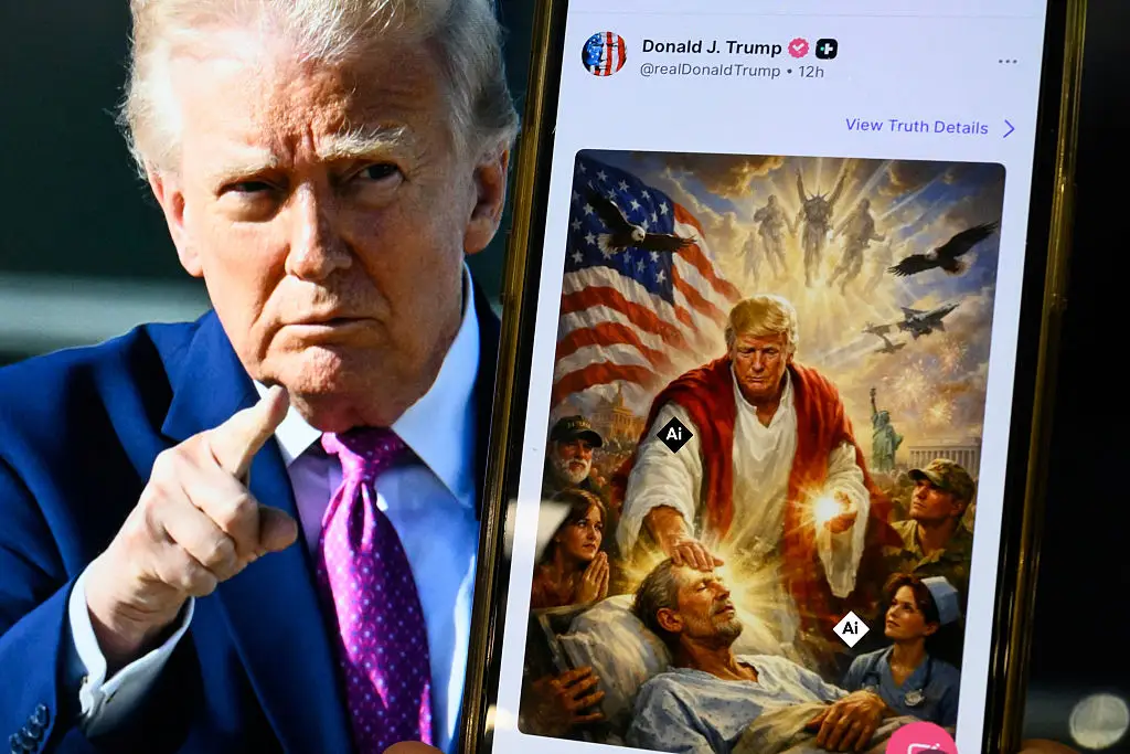 Trump recently posted an image of himself as a Jesus-like figure (Photo by Mandel NGAN / AFP via Getty Images)