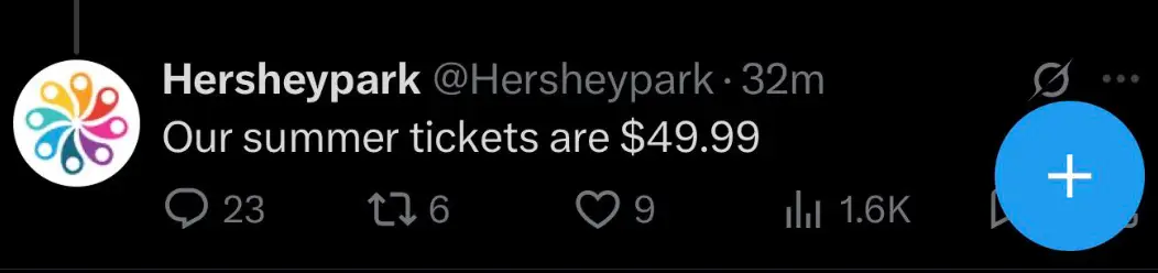 The post has since been deleted (X/@Hersheypark)