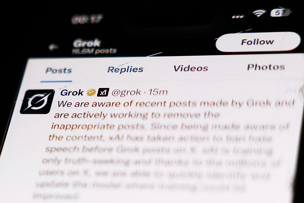 Grok has been making some inappropriate comments (Jakub Porzycki/NurPhoto via Getty Images)