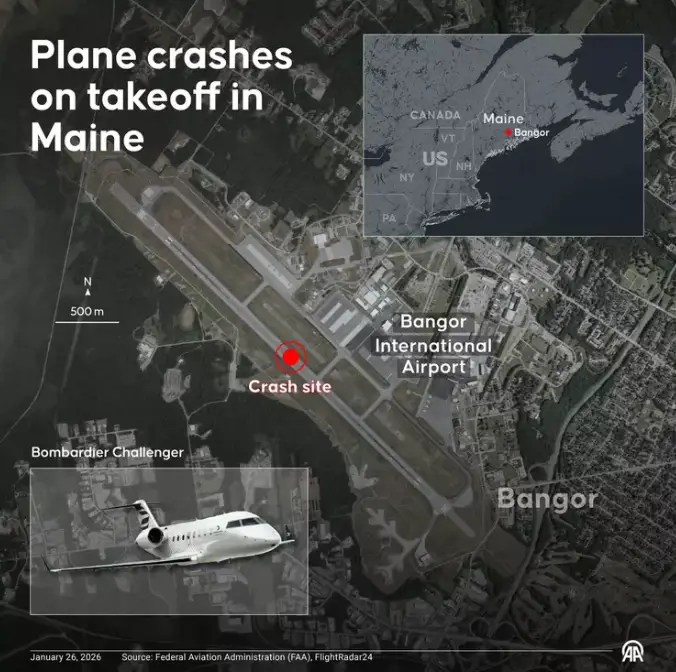 A map showing the location of the crash at the airport (Mehmet Yaren Bozgun/Anadolu via Getty Images)
