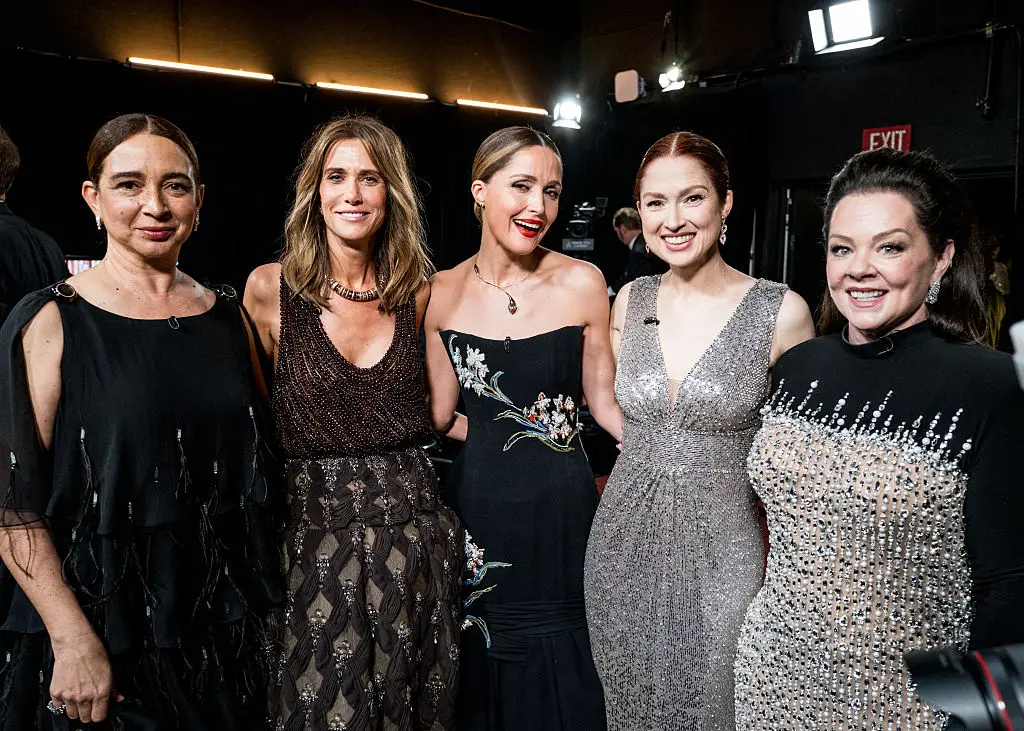Maya Rudolph, Kristen Wiig, Rose Byrne, Ellie Kemper and Melissa McCarthy reunited last night (John Shearer/98th Oscars/Getty Images The Academy via Getty Images)