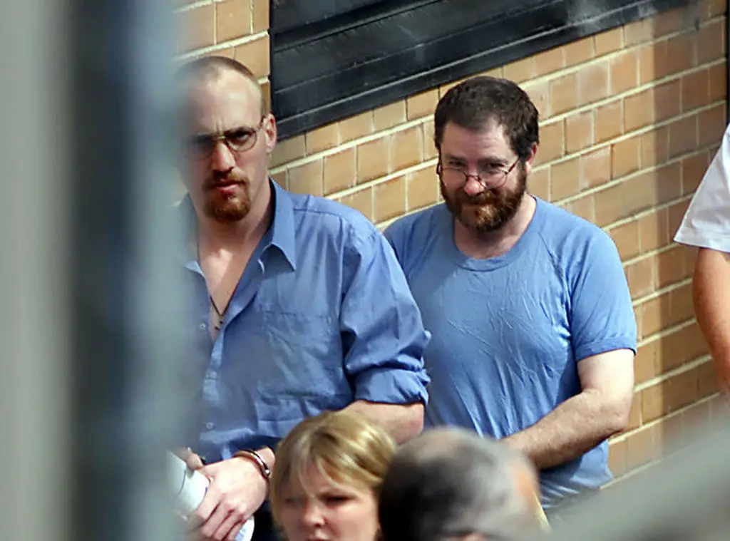 Robert Wagner, left, and John Bunting arrive at the Adelaide Magistrates Court ((Photo by Bryan Charlton/Fairfax Media via Getty Images)