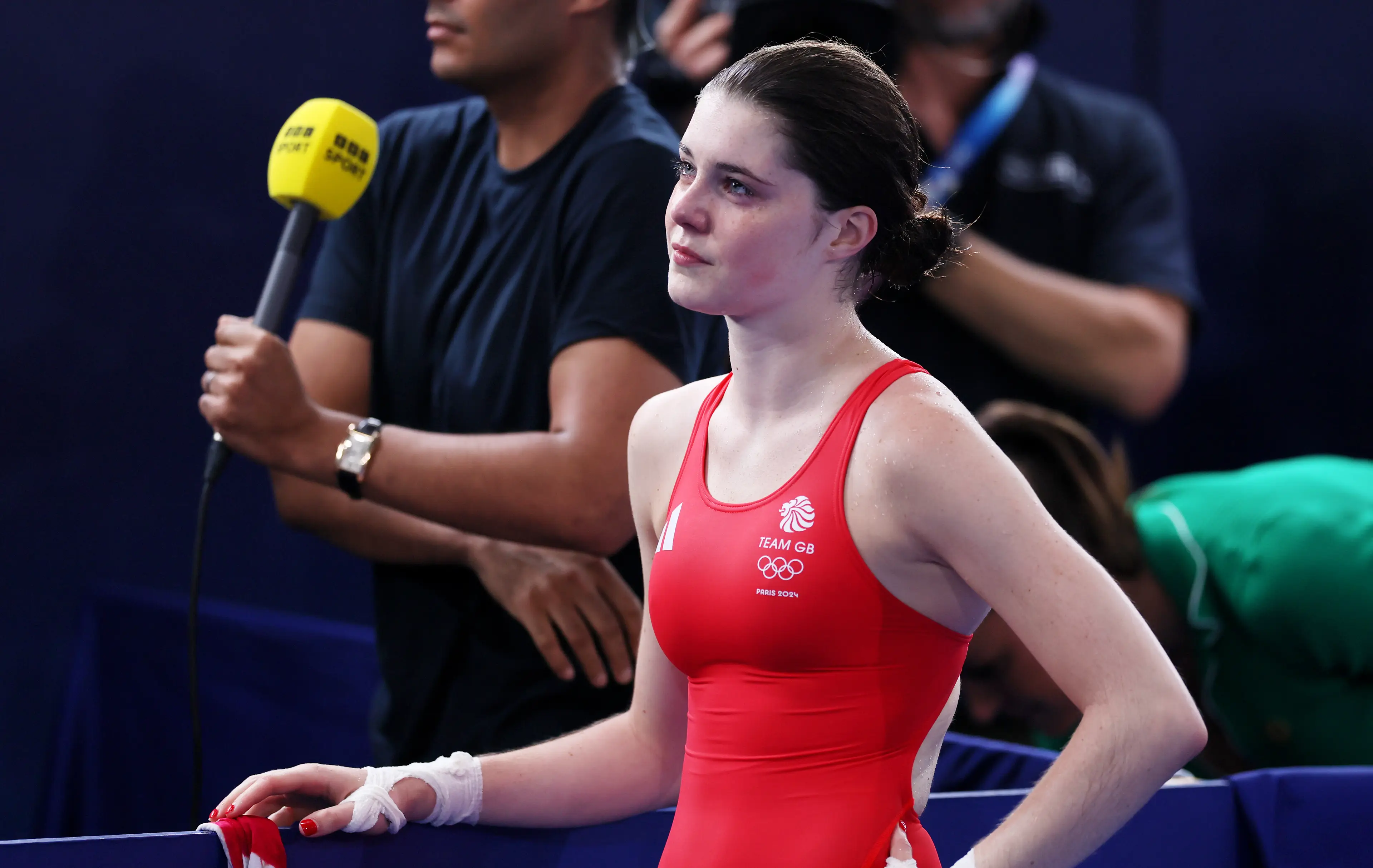 Andrea Spendolini-Sirieix was understandably devastated when she didn't get a medal. (Clive Rose/Getty Images) 