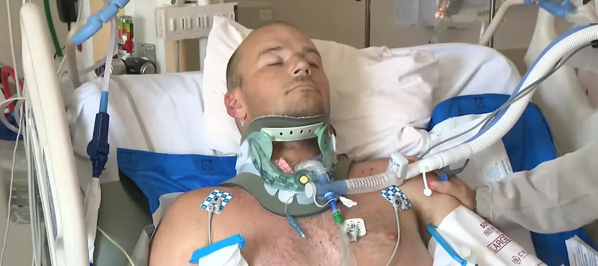 The dad-of-five has been in ICU for over two weeks. (CBS LA/YouTube)