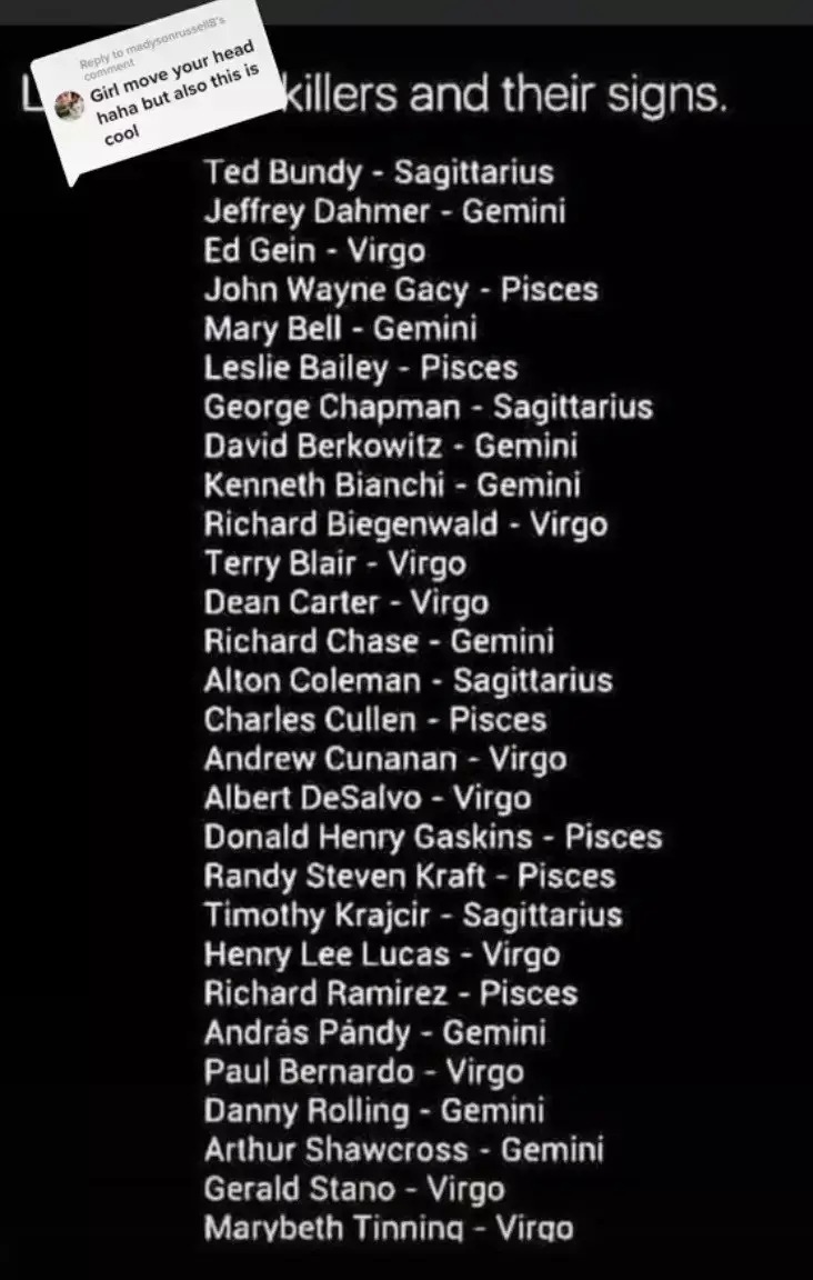 Skirvin later shared the full list in a follow-up video.