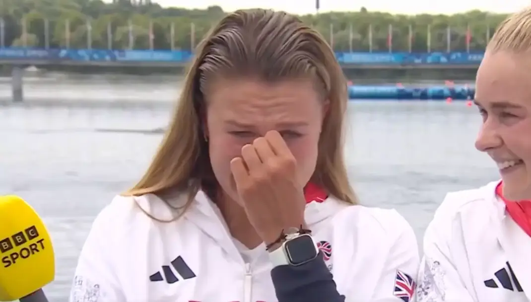 The Olympian was clearly emotional after her win. (BBC)
