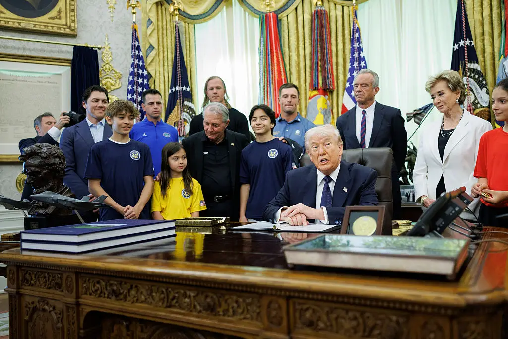 The president decided to start going into detail about the Iran war in front of the youngsters (Tom Brenner for The Washington Post via Getty Images/Pool)