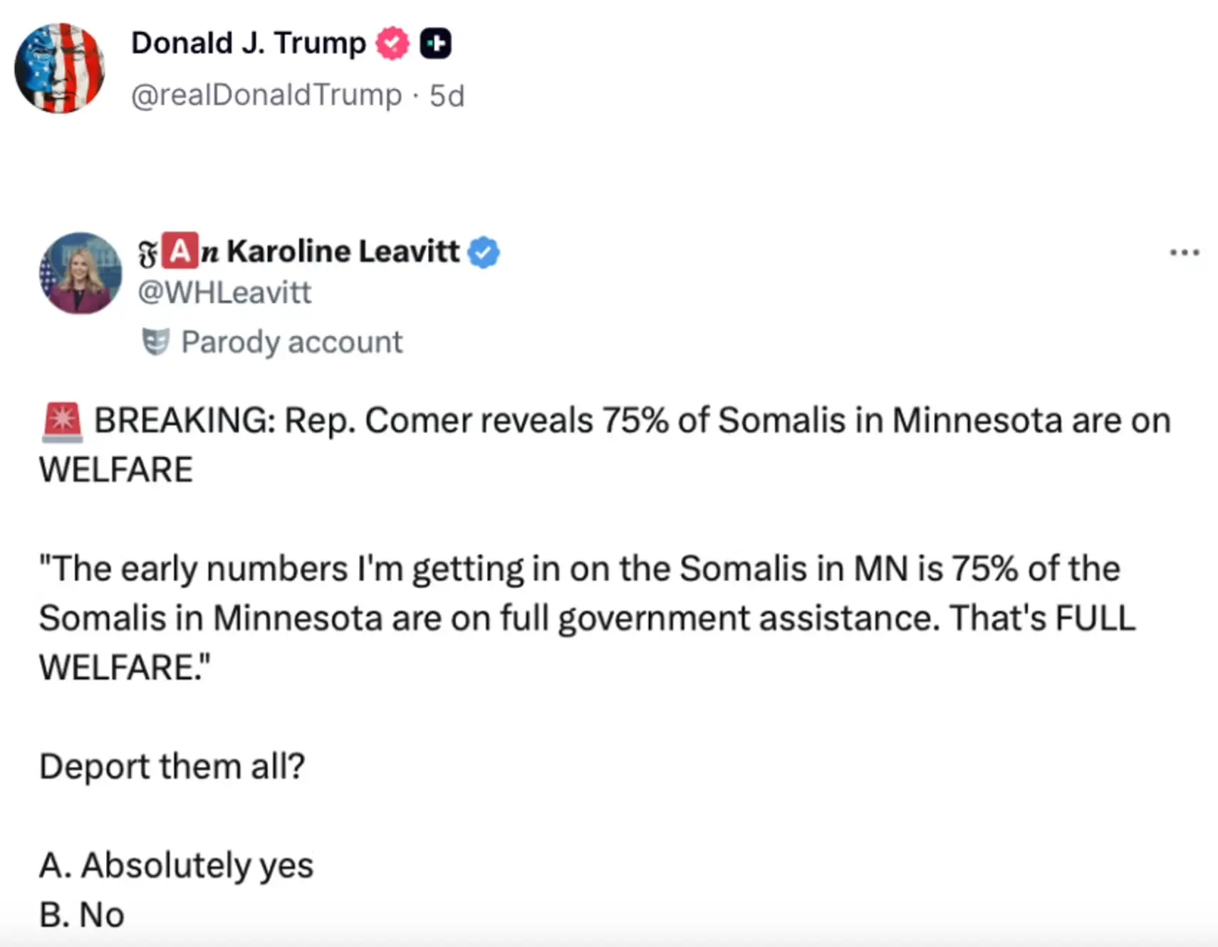 The post was shared on Christmas Day (Truth Social)