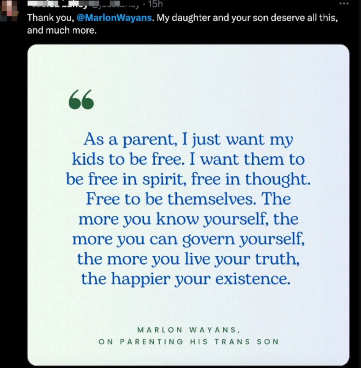 Wayans has been praised for his honesty by some social media users.