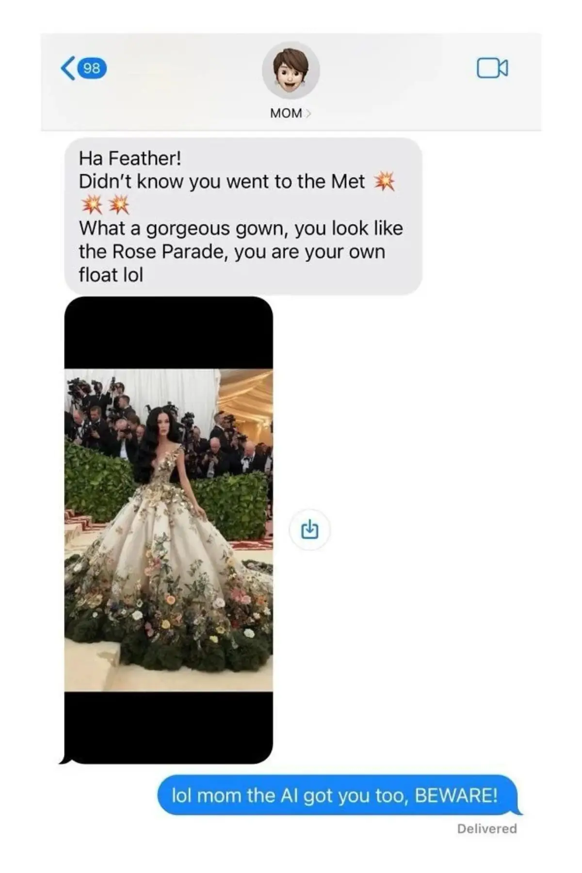 Katy Perry's mom was also fooled by last year's AI attempts (Instagram/@katyperry)