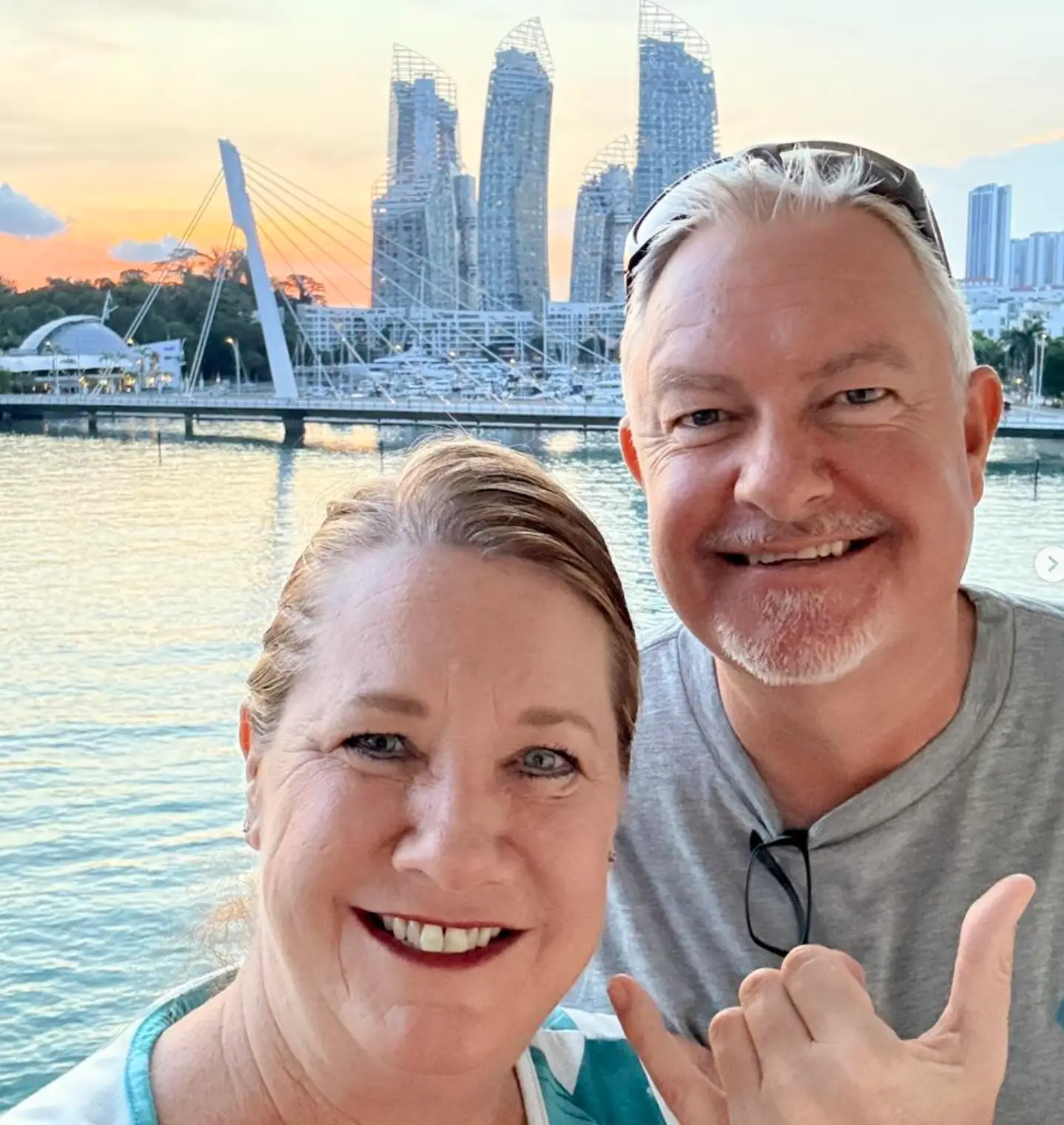 The couple stopped off in Singapore recently (Instagram/Living Life on a Cruise)