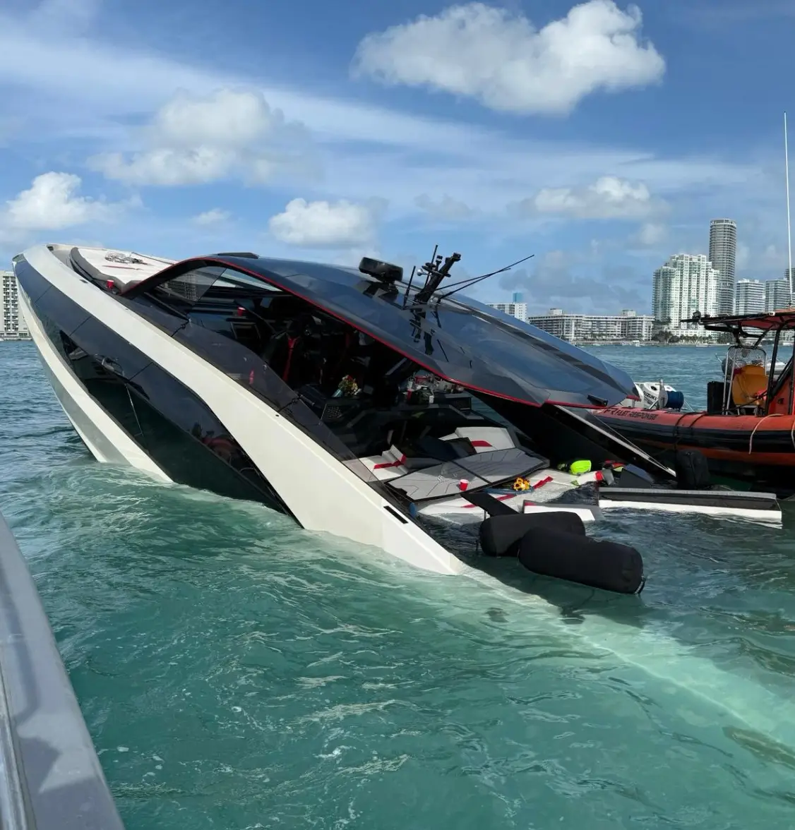 A $4.5 million yacht sank off the coast of Miami Beach over the weekend (@USCGSoutheast/Twitter)