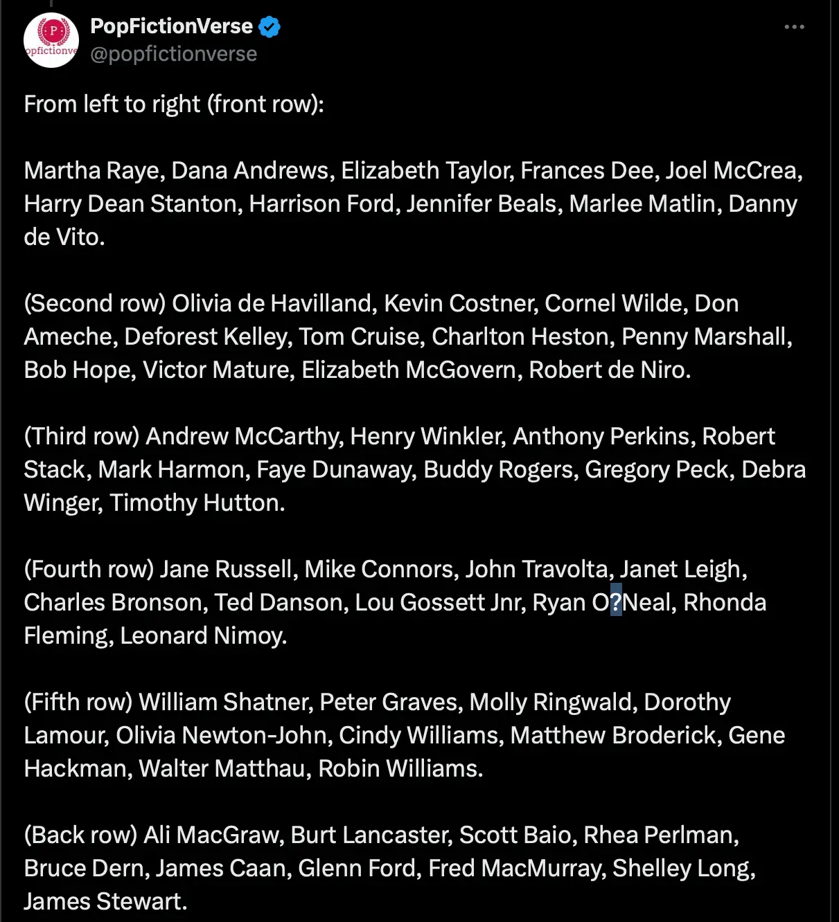 Users tried to name all of the celebrities in the 1987 photo (X)